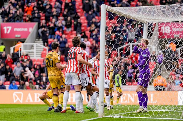 Jesurun Rak-Sakyi of Stoke City celebrates his goal to make it  1-1 during the Sky Bet Championship match Stoke City vs Blackburn Rovers at Bet365 Stadium, Stoke On Trent, United Kingdom on 11 April 2026

(Photo by Maynard Manyowa/News Images)