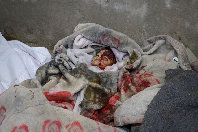 A family of 5, a mother, father and 3 children, were killed last night when Israeli warplanes targeted a tent for displaced people in the city of Deir al-Balah in the central Gaza Strip.(Photo: Mohammed Skaik/News Images)