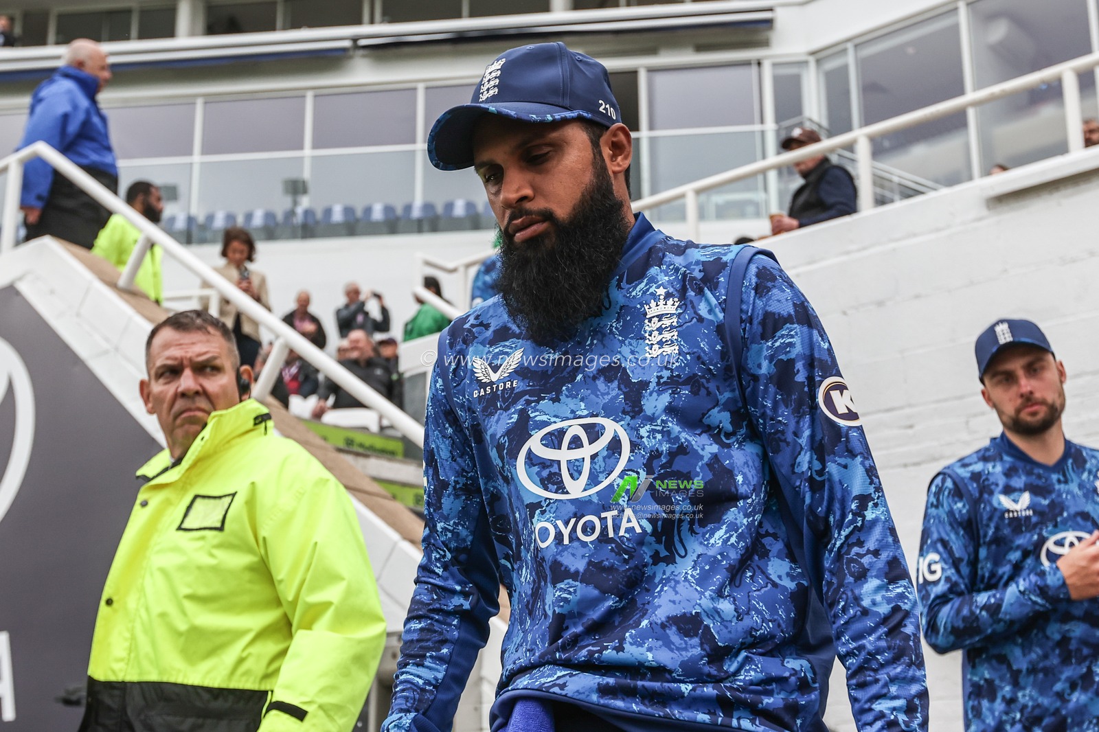 Adil Rashid of England comes out for the game during the 3rd Metro Bank ODI England v West Indies at The Kia Oval, London, United Kingdom, 3rd June 2025

(Photo by Alfie Cosgrove/News Images)