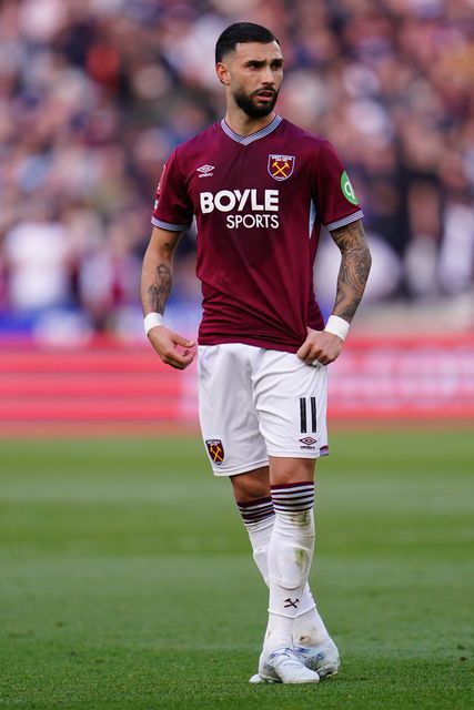 Valentin Castellanos of West Ham United during the Emirates FA Cup Quarter-Final match West Ham United vs Leeds United at London Stadium, London, United Kingdom on 04 April 2026

(Photo by Harvey Murphy/News Images)