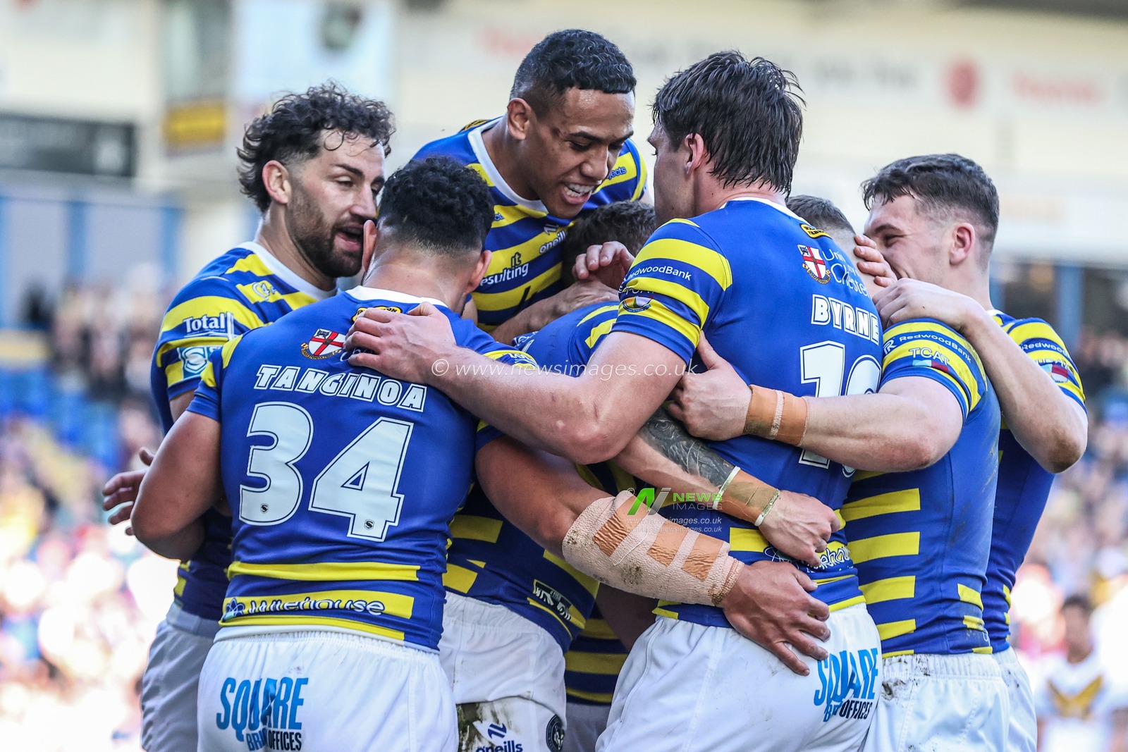 Matty Ashton of Warrington Wolves goes over for a try during the Betfred Super League round 5 match Warrington Wolves vs Castleford Tigers at The Halliwell Jones Stadium, Warrington, United Kingdom on 21 March 2026

(Photo by Alfie Cosgrove/News Images)