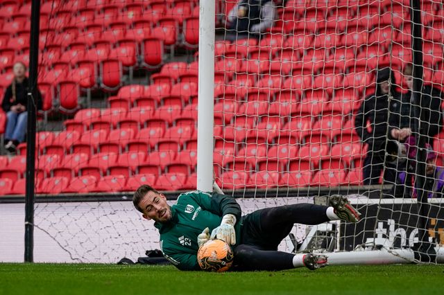 Fulham goalkeeper Benjamin Lecomte in the pregame warmup session  during the Emirates FA Cup 4th Round  match Stoke City vs Fulham at Bet365 Stadium, Stoke On Trent, United Kingdom on 15 February 2026

(Photo by Maynard Manyowa/News Images)