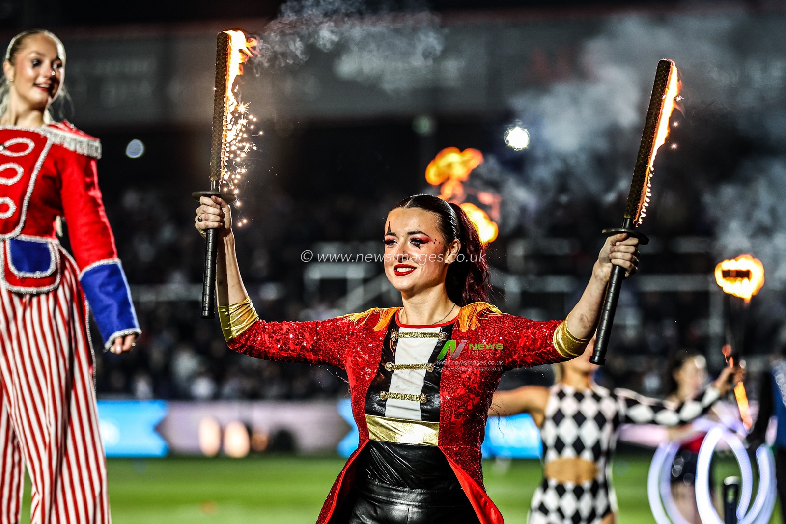 Pre-match entertainment ahead of the Betfred Super League round 5 match Wakefield Trinity vs Leigh Leopards at DIY Kitchens Stadium, Wakefield, United Kingdom on 20 March 2026

(Photo by Alfie Cosgrove/News Images)