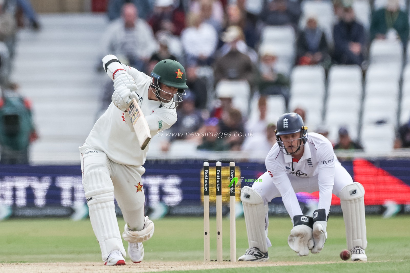 Zimbabwe captain Craig Ervine hits a four (4) during the Rothesay Test Match Day 2 England vs Zimbabwe at Trent Bridge, Nottingham, United Kingdom, 23rd May 2025

(Photo by Mark Cosgrove/News Images)