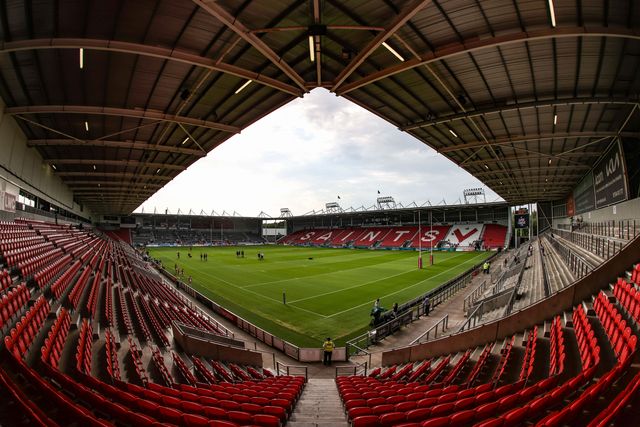 A general view of Totally Wicked Stadium ahead of the Betfred Super League round 15 match St Helens vs Leeds Rhinos at Totally Wicked Stadium, St Helens, United Kingdom, 20th June 2025

(Photo by Alfie Cosgrove/News Images)