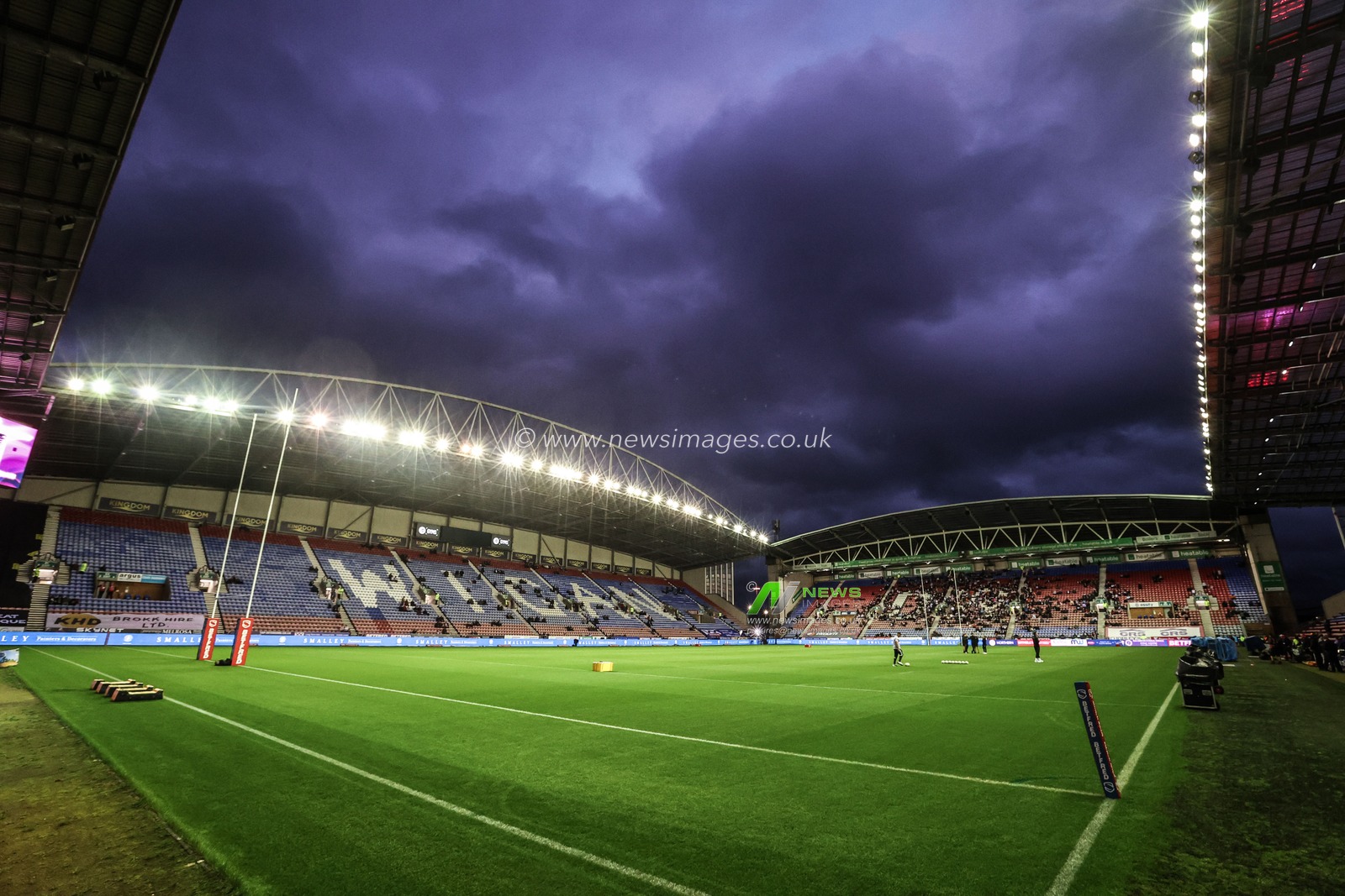 A general view of the Brick Community Stadium ahead of the Betfred Super League Semi Final 1 match Wigan Warriors vs Leigh Leopards at The Brick Community Stadium, Wigan, United Kingdom, 3rd October 2025

(Photo by Alfie Cosgrove/News Images)