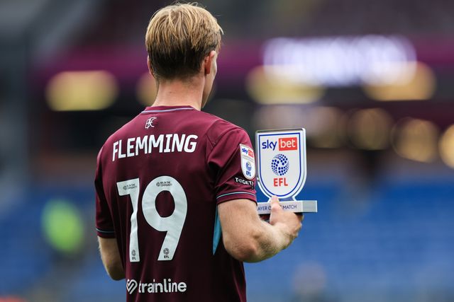 Zian Flemming of Burnley wins player of the match after 2-2 draw after the Sky Bet Championship match Burnley vs West Ham United at Turf Moor, Burnley, United Kingdom on 16 August 2026

(Photo by Jorge Horsted/News Images)