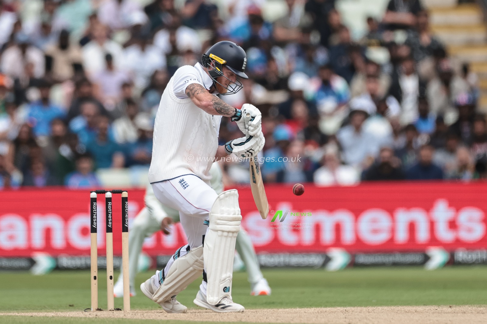 England captain Ben Stokes hits a four (4) during the 2nd Rothesay Test Match day 5 England v India at Edgbaston, Birmingham, United Kingdom, 6th July 2025

(Photo by Mark Cosgrove/News Images)