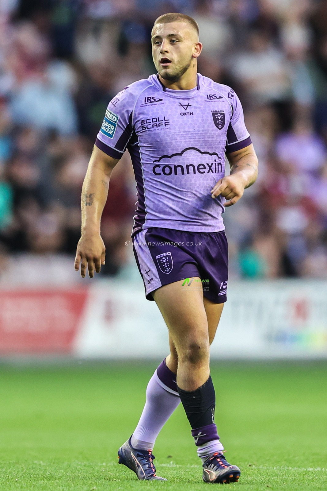 Mikey Lewis of Hull KR during the Betfred Super League round 22 match Wigan Warriors vs Hull KR at The Brick Community Stadium, Wigan, United Kingdom, 15th August 2025

(Photo by Alfie Cosgrove/News Images)
