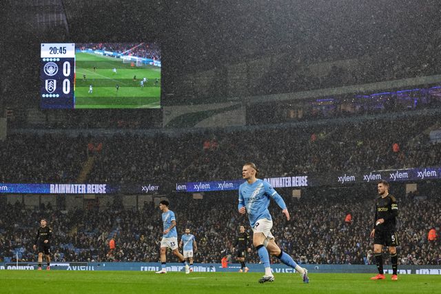 Erling Haaland of Manchester City in action during the Premier League match Manchester City vs Fulham at Etihad Stadium, Manchester, United Kingdom on 11 February 2026

(Photo by Mark Cosgrove/News Images)