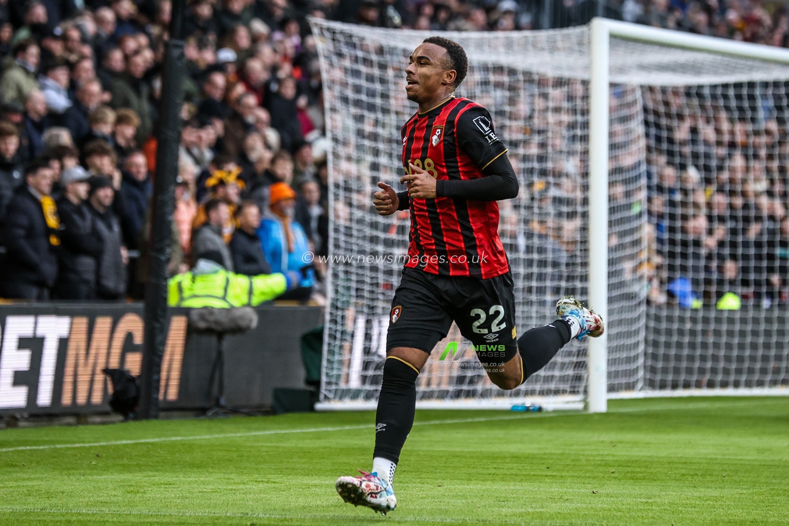 Eli Junior Kroupi of Bournemouth celebrates his goal to make it 0-1 during the Premier League match Wolverhampton Wanderers vs Bournemouth at Molineux, Wolverhampton, United Kingdom, 31st January 2026

(Photo by Alfie Cosgrove/News Images)