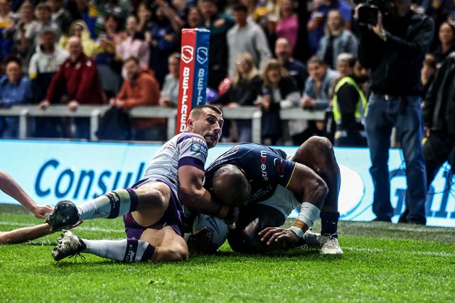 Maika Sivo of Leeds Rhinos goes over for a try during the Betfred Super League round 10 match Leeds Rhinos vs Wakefield Trinity at AMT Headingley Stadium, Leeds, United Kingdom on 01 May 2026

(Photo by Alfie Cosgrove/News Images)