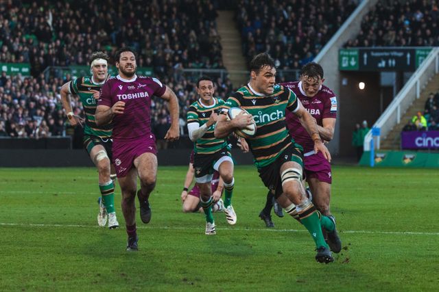 Josh Kemeny of Northampton Saints during the Gallagher Premiership match Northampton Saints vs Sale Sharks at Cinch Stadium at Franklin's Gardens, Northampton, United Kingdom, 20th December 2025

(Photo by Craig Evans/News Images)

*** GER AUT SUI OUT ***