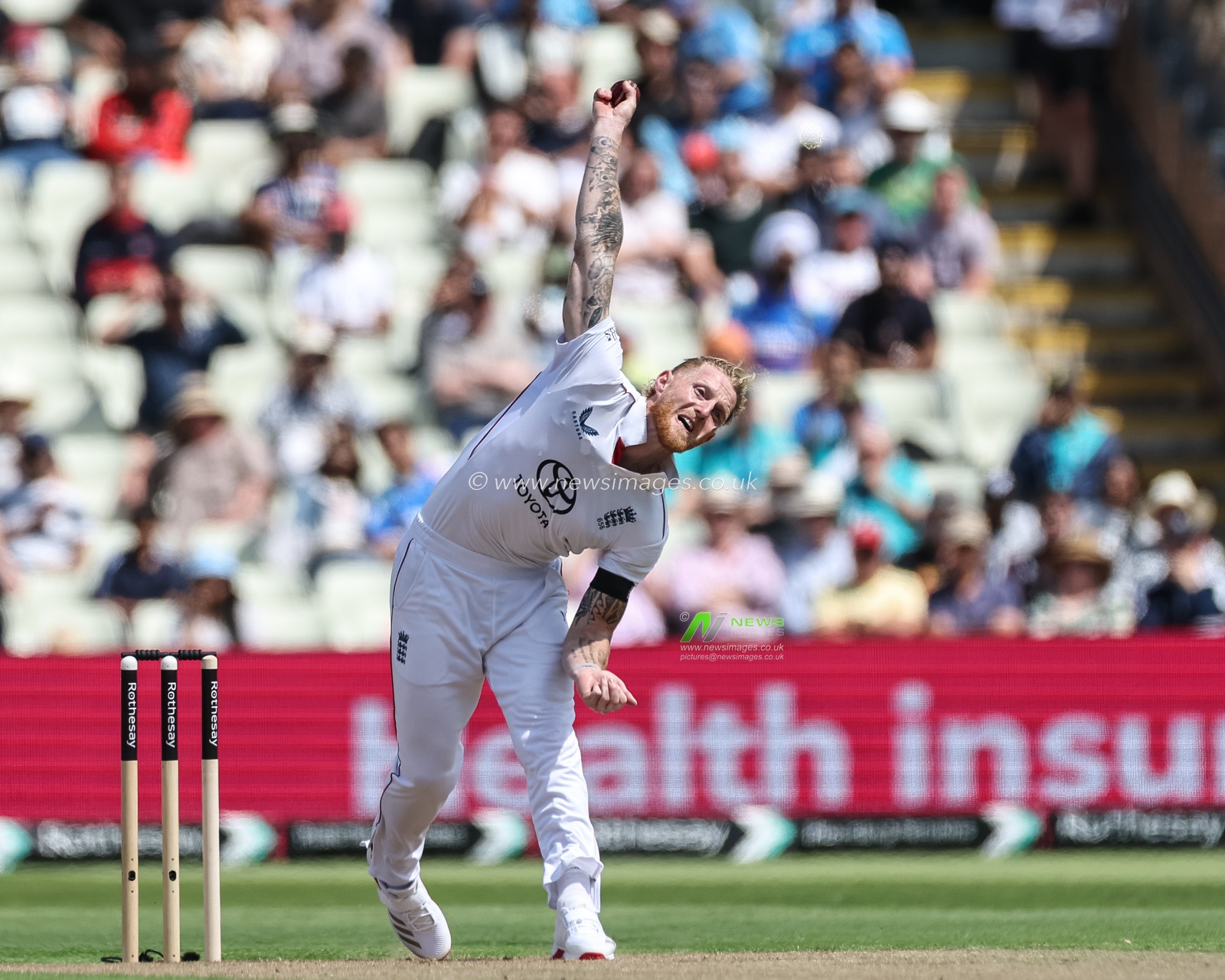 England captain Ben Stokes delivers the ball during the 2nd Rothesay Test Match Day 1 England vs India at Edgbaston, Birmingham, United Kingdom, 2nd July 2025

(Photo by Mark Cosgrove/News Images)