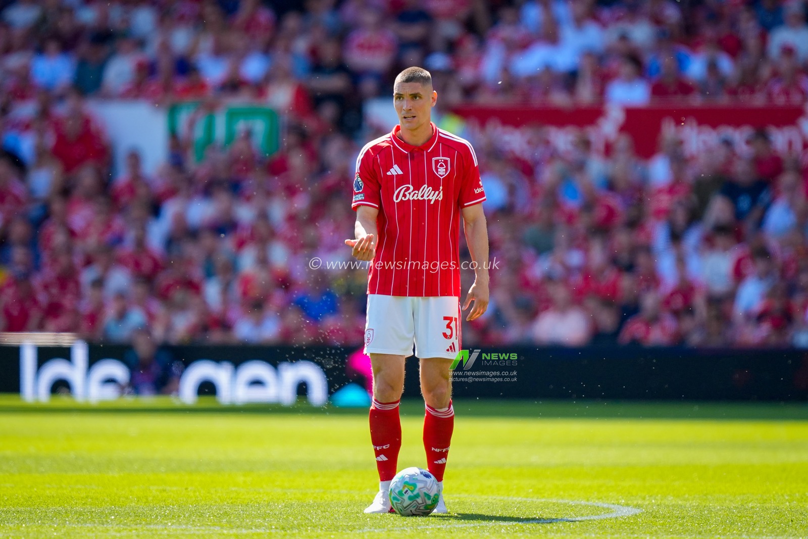 Nikola Milenkovic of Nottingham Forest controls the ball  during the Premier League match Nottingham Forest vs Bournemouth at City Ground, Nottingham, United Kingdom on 24 May 2026

(Photo by Maynard Manyowa/News Images)