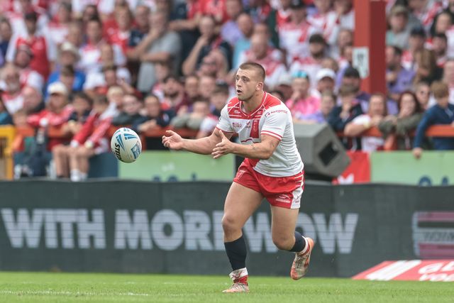 Mikey Lewis of Hull KR in action during the Betfred Super League Round 25 match Hull KR vs Hull FC at Sewell Group Craven Park, Kingston upon Hull, United Kingdom, 7th September 2025

(Photo by Mark Cosgrove/News Images)