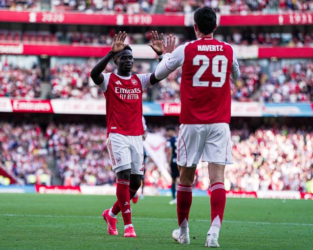 Arsenal celebrate third goal during the Pre-season friendly match Arsenal vs Athletic Bilbao at Emirates Stadium, London, United Kingdom, 9th August 2025

(Photo by Harvey Murphy/News Images)