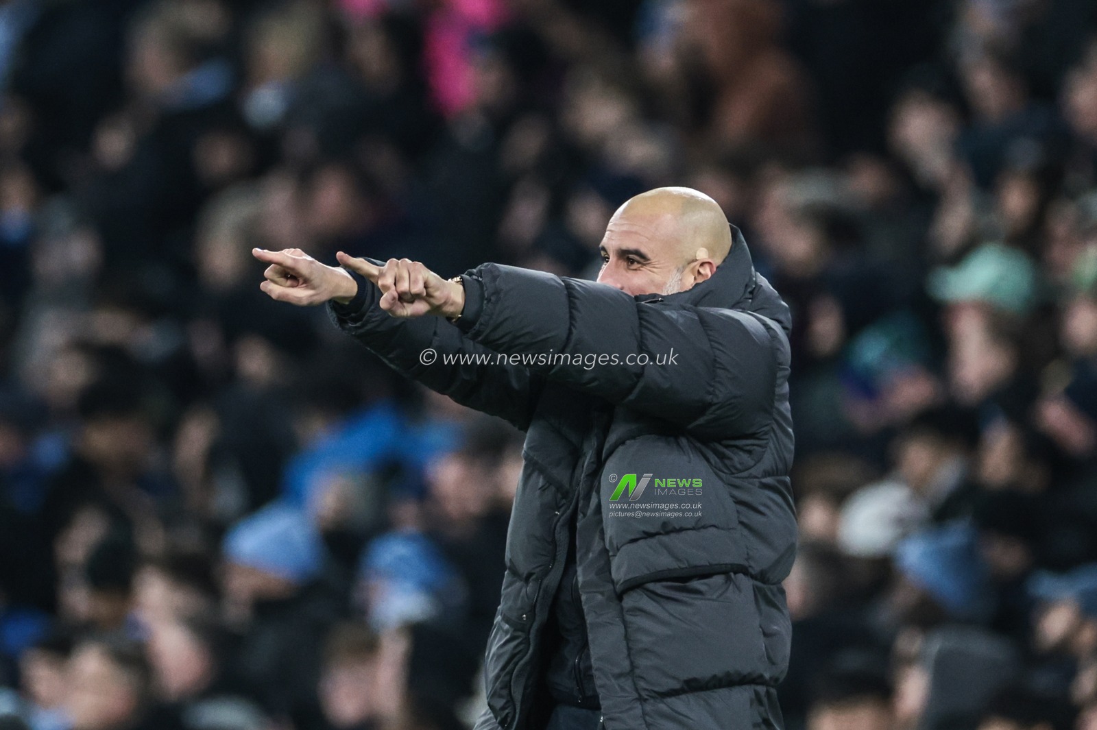 Pep Guardiola manager of Manchester City celebrates a goal from Tijjani Reijnders of Manchester City making it 3-0 during the Carabao Cup Semi-Final second leg match Manchester City vs Newcastle United at Etihad Stadium, Manchester, United Kingdom, 4th February 2026

(Photo by Mark Cosgrove/News Images)