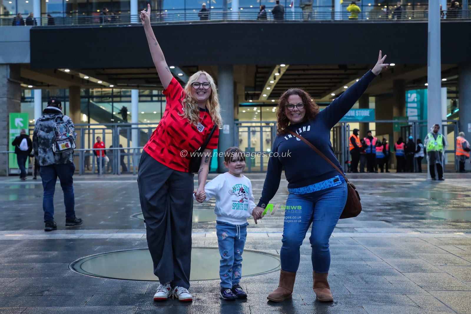 England fans pose for a photo ahead of the International Friendly match England Women vs Germany Women at Wembley Stadium, London, United Kingdom, 25th October 2024

(Photo by Izzy Poles/News Images)
