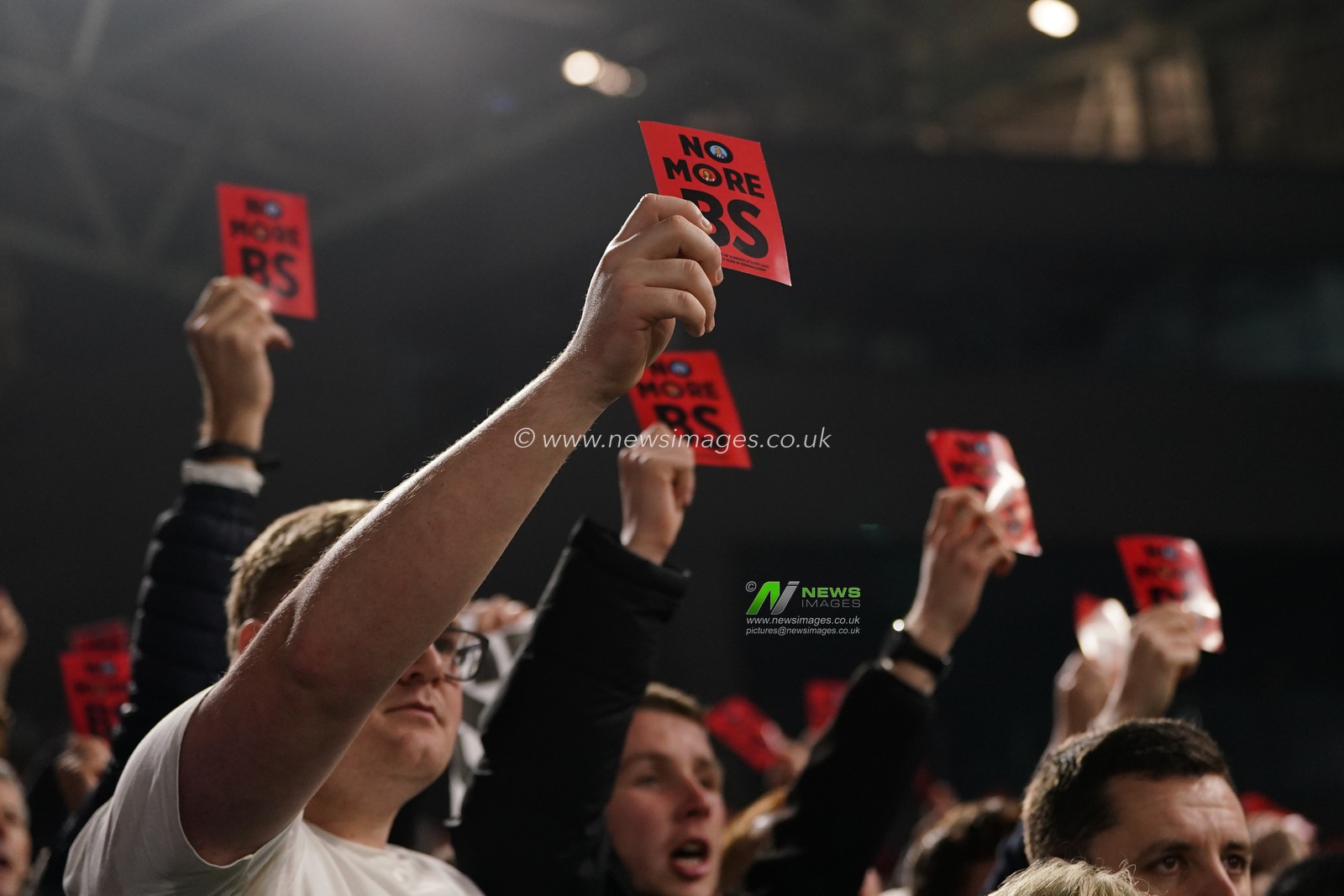 No more bs held up by away support during the Premier League match Fulham vs West Ham United at Craven Cottage, London, United Kingdom on 04 March 2026

(Photo by Harvey Murphy/News Images)