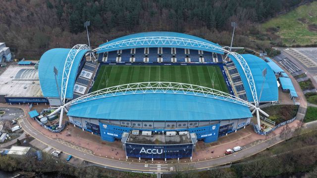 An aerial view of The Accu Stadium during the Betfred Super League Round 4 match Huddersfield Giants vs Hull KR at Accu Stadium, Huddersfield, United Kingdom on 08 March 2026

(Photo by Mark Cosgrove/News Images)
