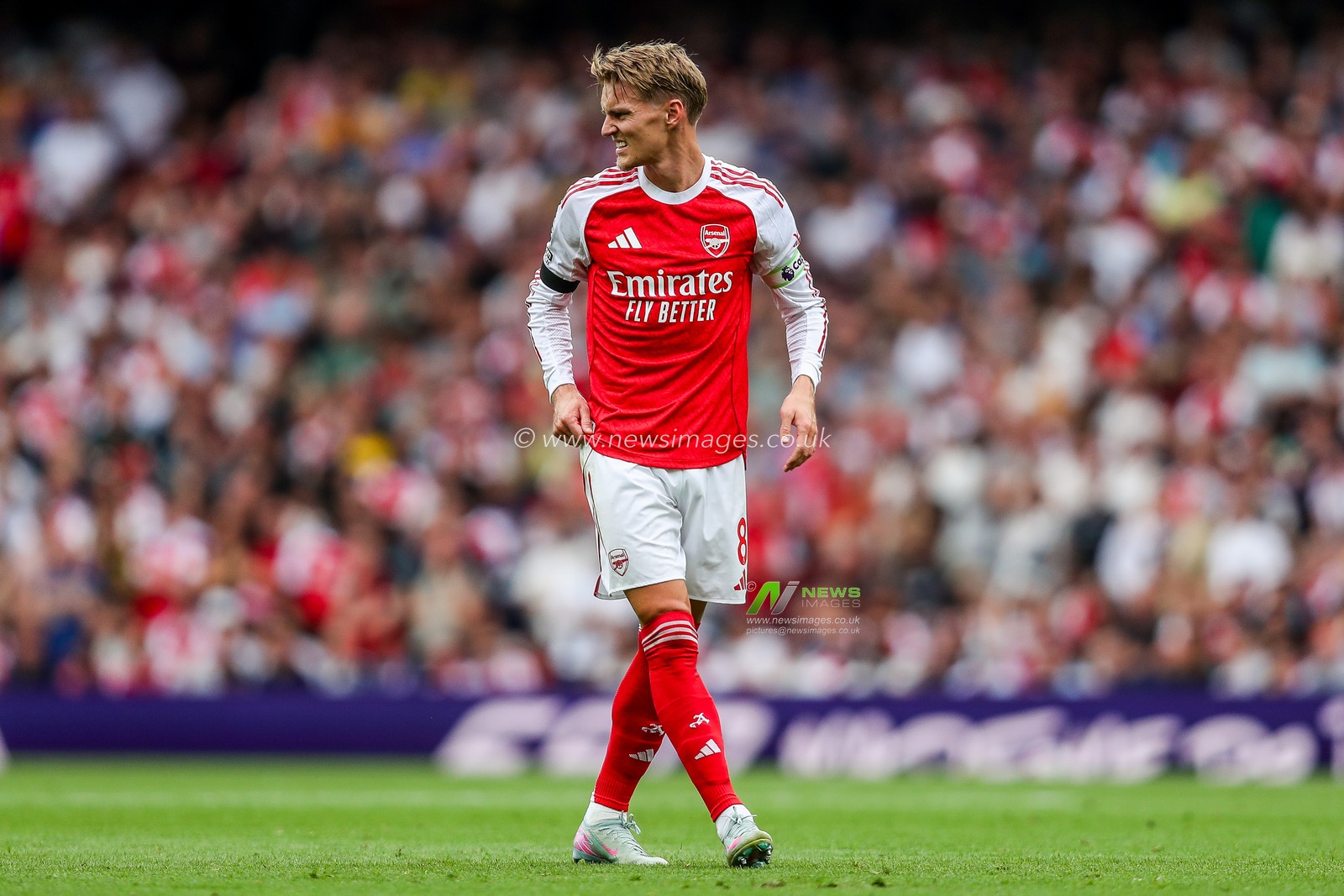 Martin Odegaard of Arsenal looks on during the Premier League match Arsenal vs Leeds United at Emirates Stadium, London, United Kingdom, 23rd August 2025

(Photo by Izzy Poles/News Images)