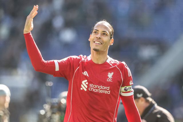 Virgil van Dijk of Liverpool celebrates with the fans after the game during the Premier League match Everton vs Liverpool at Hill Dickinson Stadium, Liverpool, United Kingdom on 19 April 2026

(Photo by Alfie Cosgrove/News Images)