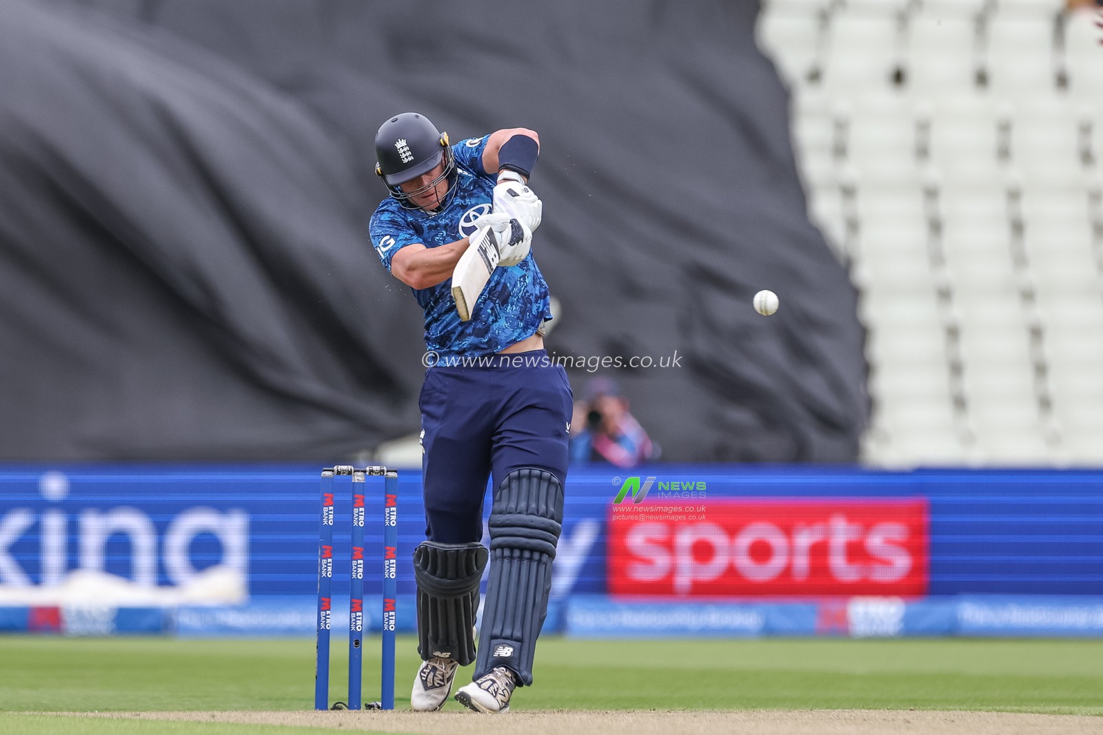 Jamie Smith of England hits the ball into the hands of King, OUT during the 1st Metro Bank ODI England vs West Indies at Edgbaston, Birmingham, United Kingdom, 29th May 2025

(Photo by Mark Cosgrove/News Images)