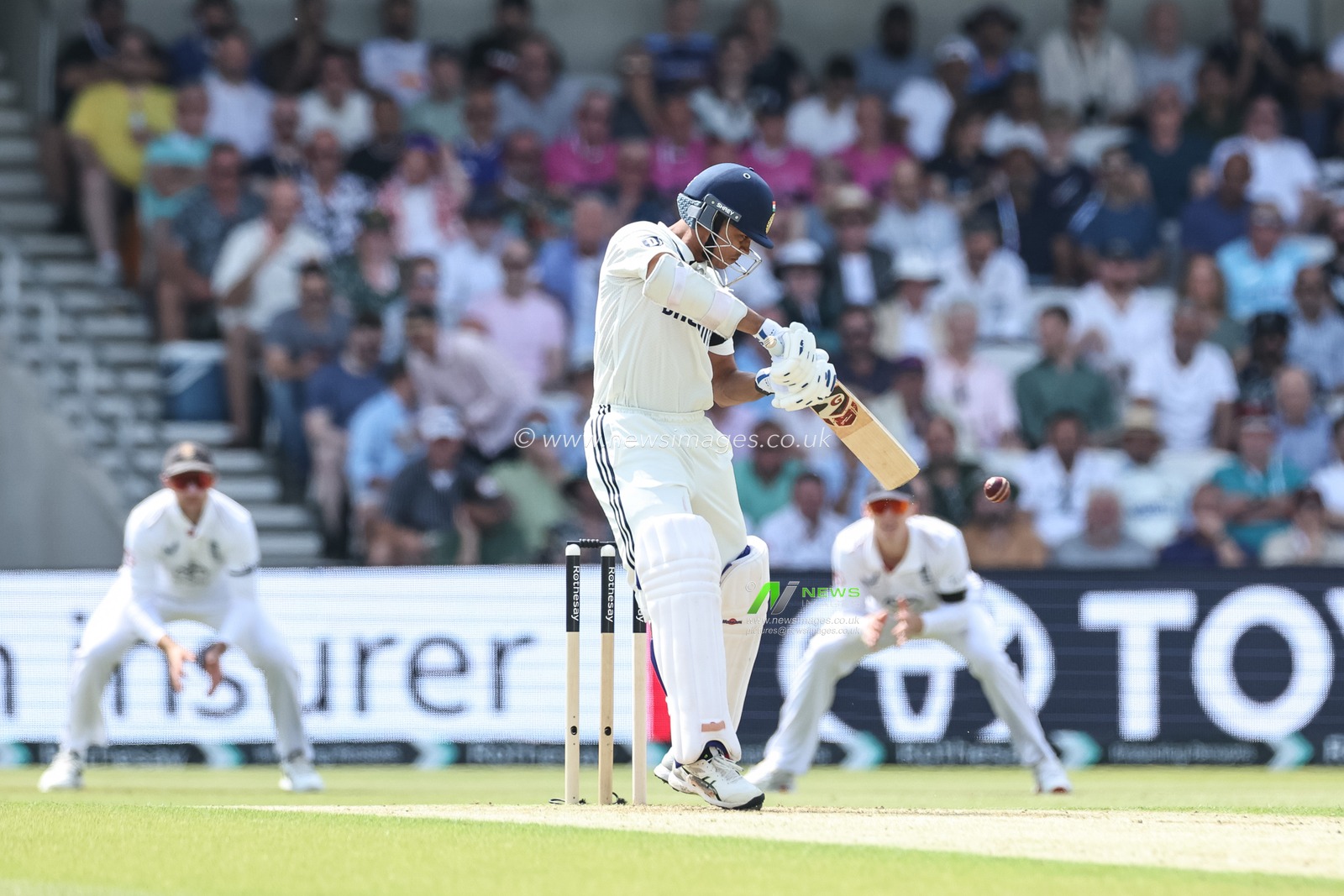 Yashasvi Jaiswal of India hits the ball for two runs during the 1st Rothesay Test Match Day 1 England vs India at Headingley Cricket Ground, Leeds, United Kingdom, 20th June 2025

(Photo by Mark Cosgrove/News Images)