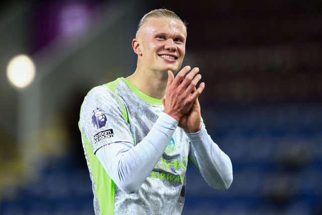 Erling Haland of Manchester City celebrates 0-1 win after the Premier League match Burnley vs Manchester City at Turf Moor, Burnley, United Kingdom on 22 April 2026

(Photo by Jorge Horsted/News Images)