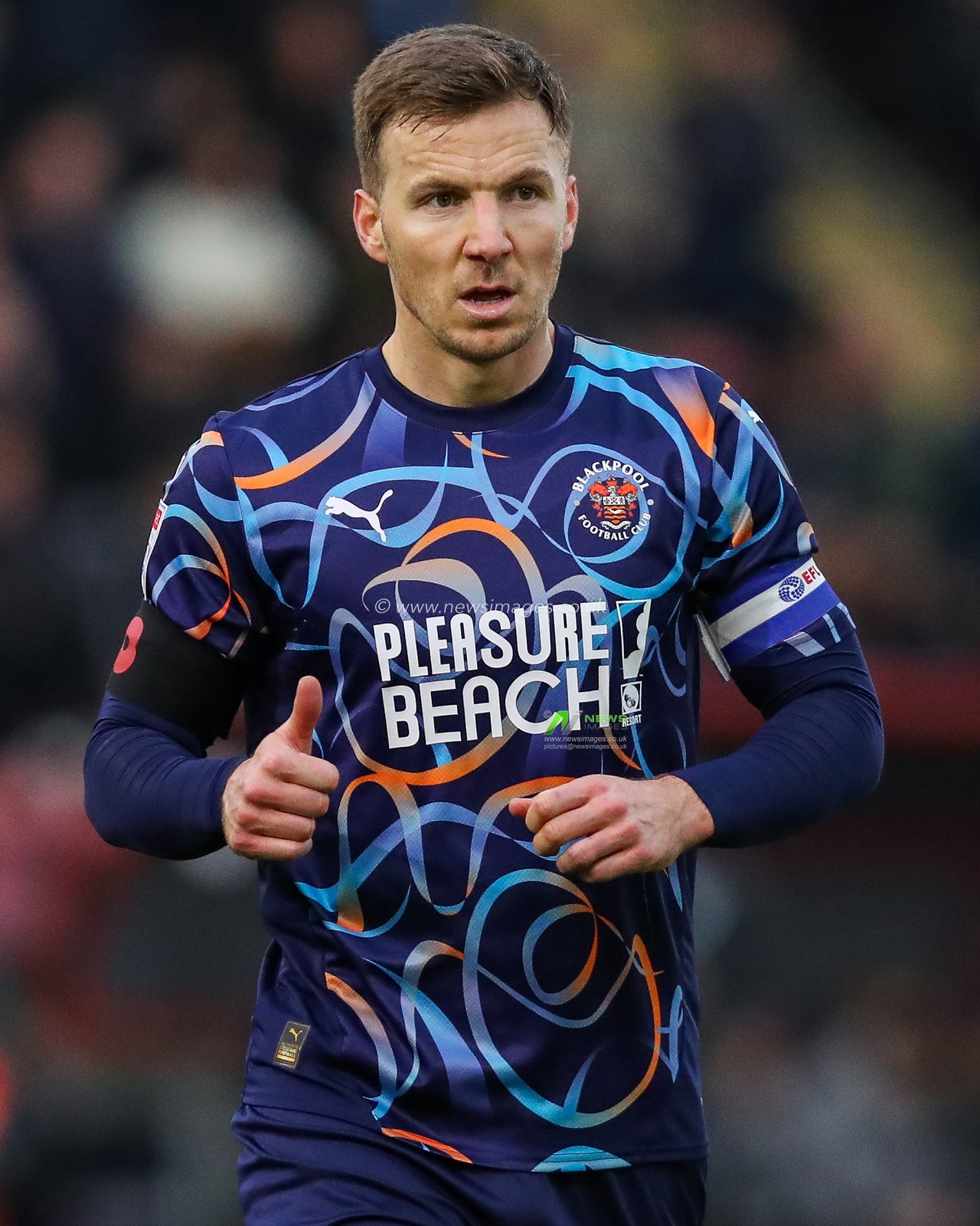 Lee Evans of Blackpool in action during the Sky Bet League 1 match Leyton Orient vs Blackpool at Gaughan Group Stadium, London, United Kingdom, 9th November 2024

(Photo by Izzy Poles/News Images)