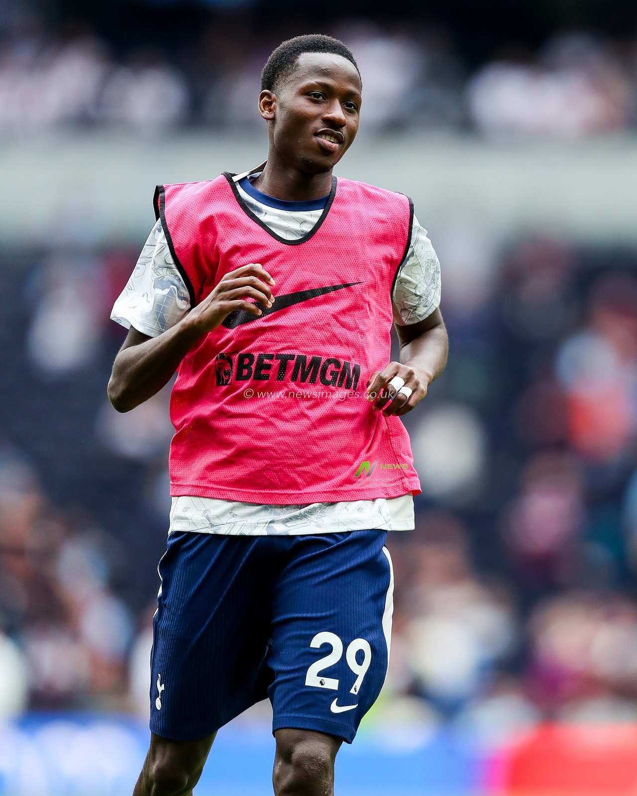 Pape Matar Sarr of Tottenham Hotspur warms up prior to during the Premier League match Tottenham Hotspur vs Burnley at Tottenham Hotspur Stadium, London, United Kingdom, 16th August 2025

(Photo by Izzy Poles/News Images)