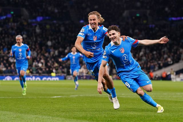 Julian Alvarez of Atlético Madrid celebrates 1-1 equaliser during the UEFA Champions League match Tottenham Hotspur vs Atletico Madrid at Tottenham Hotspur Stadium, London, United Kingdom on 18 March 2026

(Photo by Harvey Murphy/News Images)