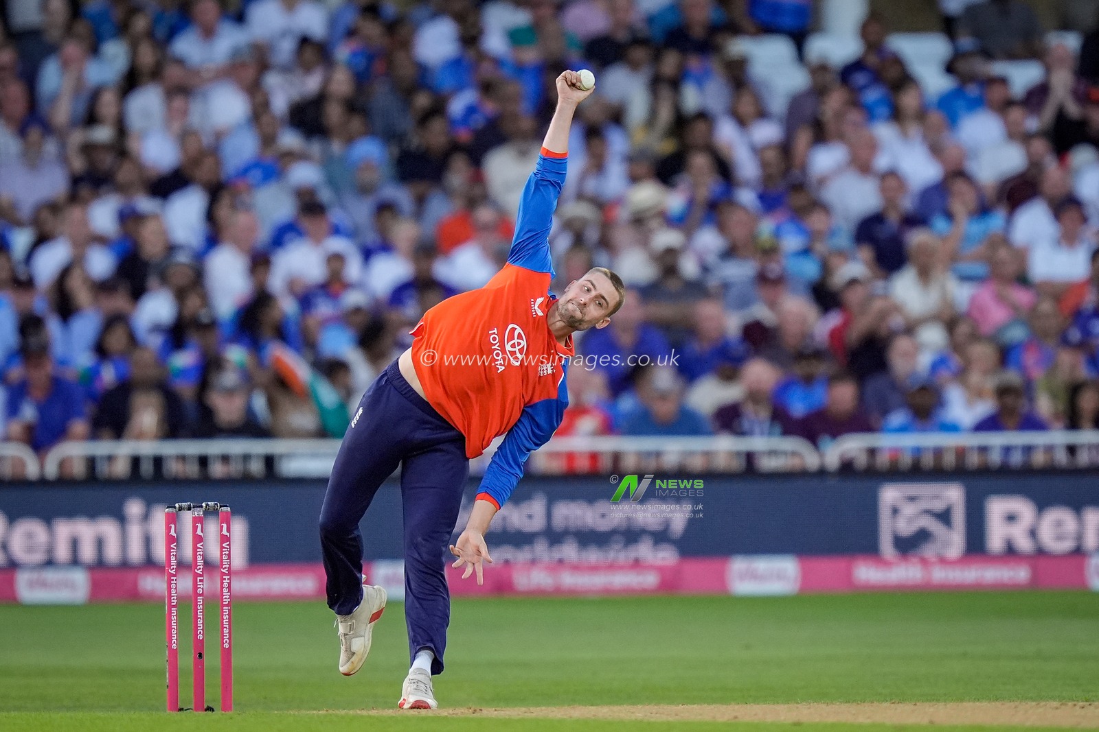 Will Jacks of England delivers the ball  during the Third Vitality T20 International match England vs India at Trent Bridge, Nottingham, United Kingdom on 07 July 2026

(Photo by Maynard Manyowa/News Images)