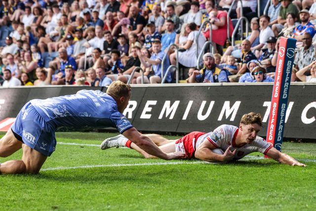 Noah Booth of Hull KR goes over for a try during the Betfred Super League round 16 match Leeds Rhinos vs Hull KR at AMT Headingley Stadium, Leeds, United Kingdom on 26 June 2026

(Photo by Alfie Cosgrove/News Images)