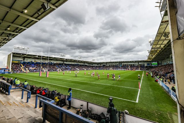 A general view of Halliwell Jones Stadium during the Betfred Super League round 7 match Warrington Wolves vs Leigh Leopards at The Halliwell Jones Stadium, Warrington, United Kingdom on 04 April 2026

(Photo by Alfie Cosgrove/News Images)