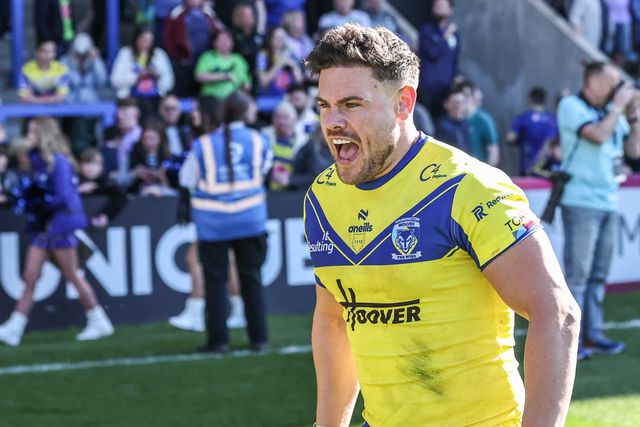 Joe Philbin of Warrington Wolves celebrates the win during the Betfred Challenge Cup Quarter Final match Warrington Wolves vs St Helens at Halliwell Jones Stadium, Warrington, United Kingdom, 6th April 2025

(Photo by Alfie Cosgrove/News Images)