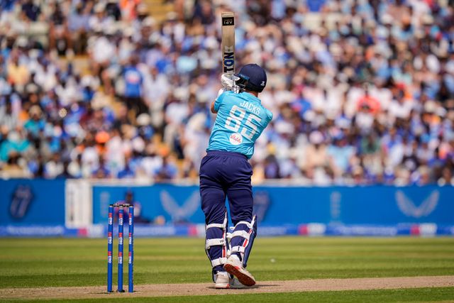 Will Jacks of England hits a four during the 1st Metro Bank ODI match England vs India at Edgbaston, Birmingham, United Kingdom on 14 July 2026

(Photo by Maynard Manyowa/News Images)
