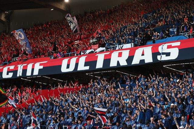 The Collectif Ultras Paris fans sing and dance ahead of kickoff during the UEFA Champions League Quarter Finals match Paris Saint-Germain vs Liverpool at Parc des Princes, Paris, France on 08 April 2026

(Photo by Alfie Cosgrove/News Images)