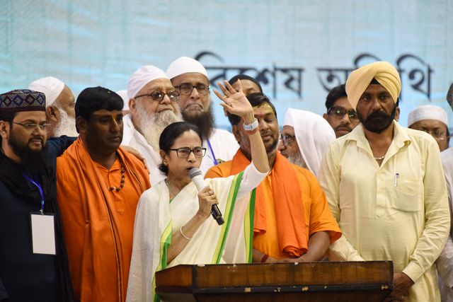 Mamata Banerjee Chief Minister of West Bengal speech  during a meeting with Muslim religious leaders regarding the Waqf (Amendment) Act, 2025, in Kolkata, Wednesday, April 16, 2025.Photo by Debajyoti Chakraborty.(Photo: Debajyoti Chakraborty/News Images)