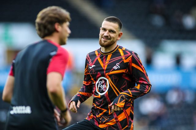 Zan Vipotnik of Swansea City warms-up ahead of the Sky Bet Championship match Swansea City vs Watford at Swansea.com Stadium, Swansea, United Kingdom on 01 September 2026

(Photo by Andrew Lewis/News Images)