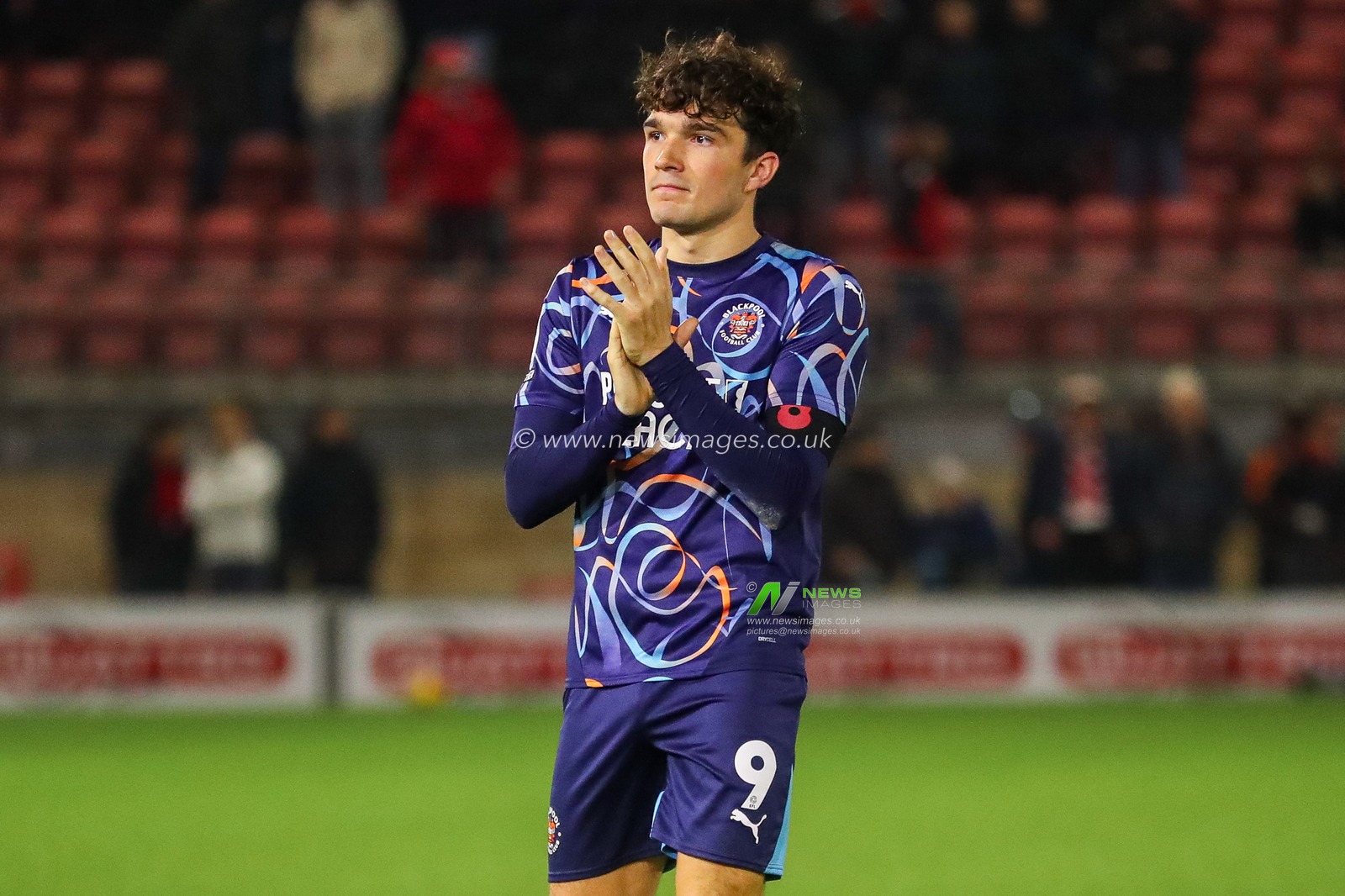 Kyle Joseph of Blackpool acknowledges the fans after the teams defeat following the Sky Bet League 1 match Leyton Orient vs Blackpool at Gaughan Group Stadium, London, United Kingdom, 9th November 2024

(Photo by Izzy Poles/News Images)