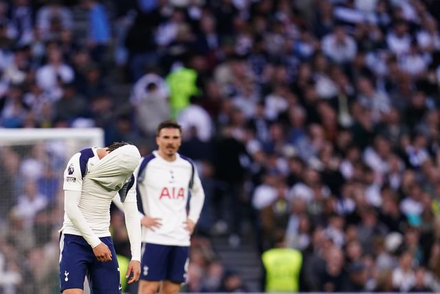 Xavi Simons of Tottenham Hotspur shirt over face as Brighton score late on during the Premier League match Tottenham Hotspur vs Brighton & Hove Albion at Tottenham Hotspur Stadium, London, United Kingdom on 18 April 2026

(Photo by Harvey Murphy/News Images)