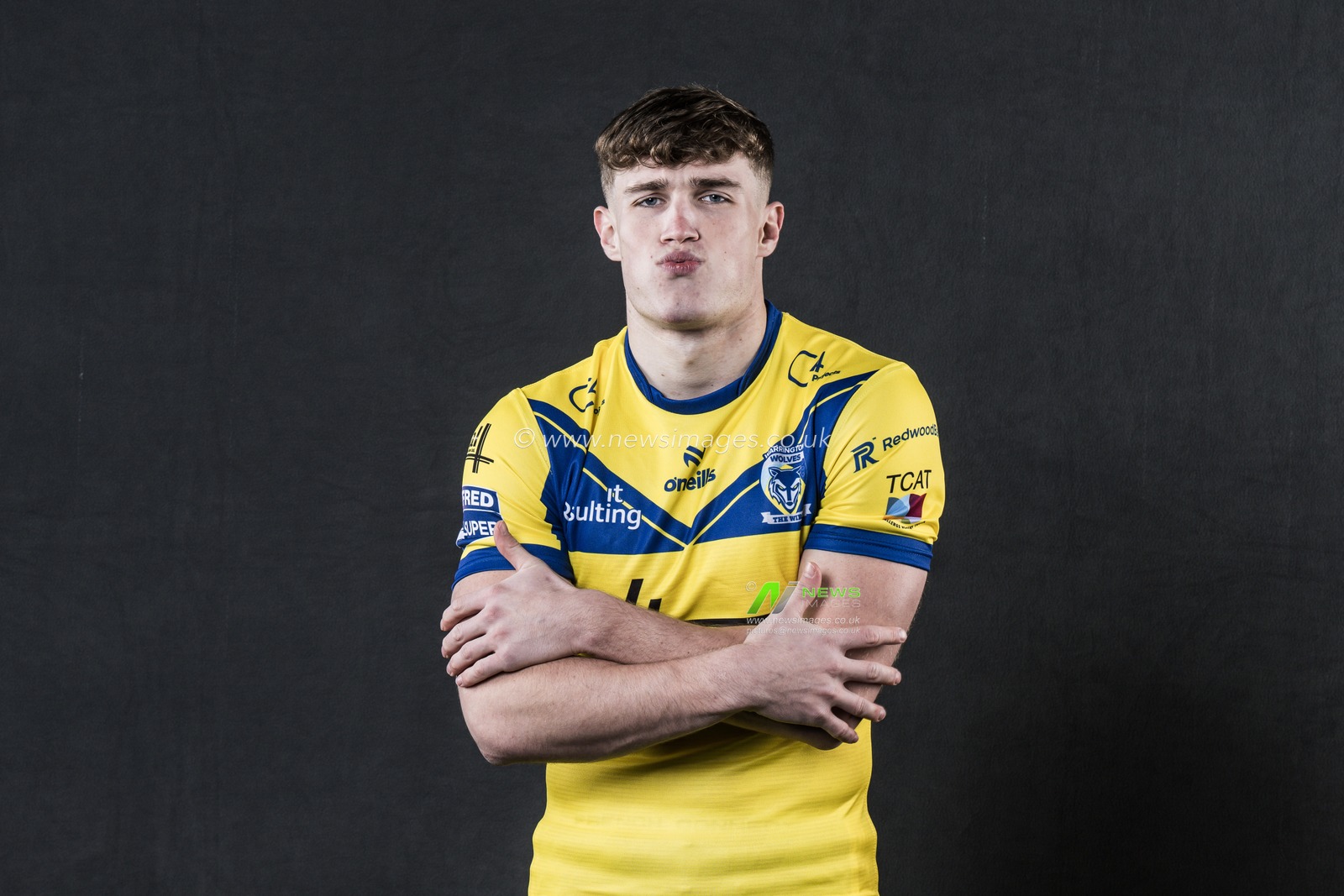 Zac Bardsley-Rowe in the Home kit during the Warrington Wolves Team media day at Warrington wolves training centre, Warrington, United Kingdom, 16th January 2025

(Photo by Craig Thomas/News Images)