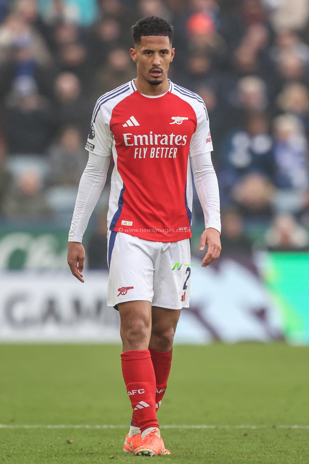 William Saliba of Arsenal during the Premier League match Leicester City vs Arsenal at King Power Stadium, Leicester, United Kingdom, 15th February 2025

(Photo by Alfie Cosgrove/News Images)