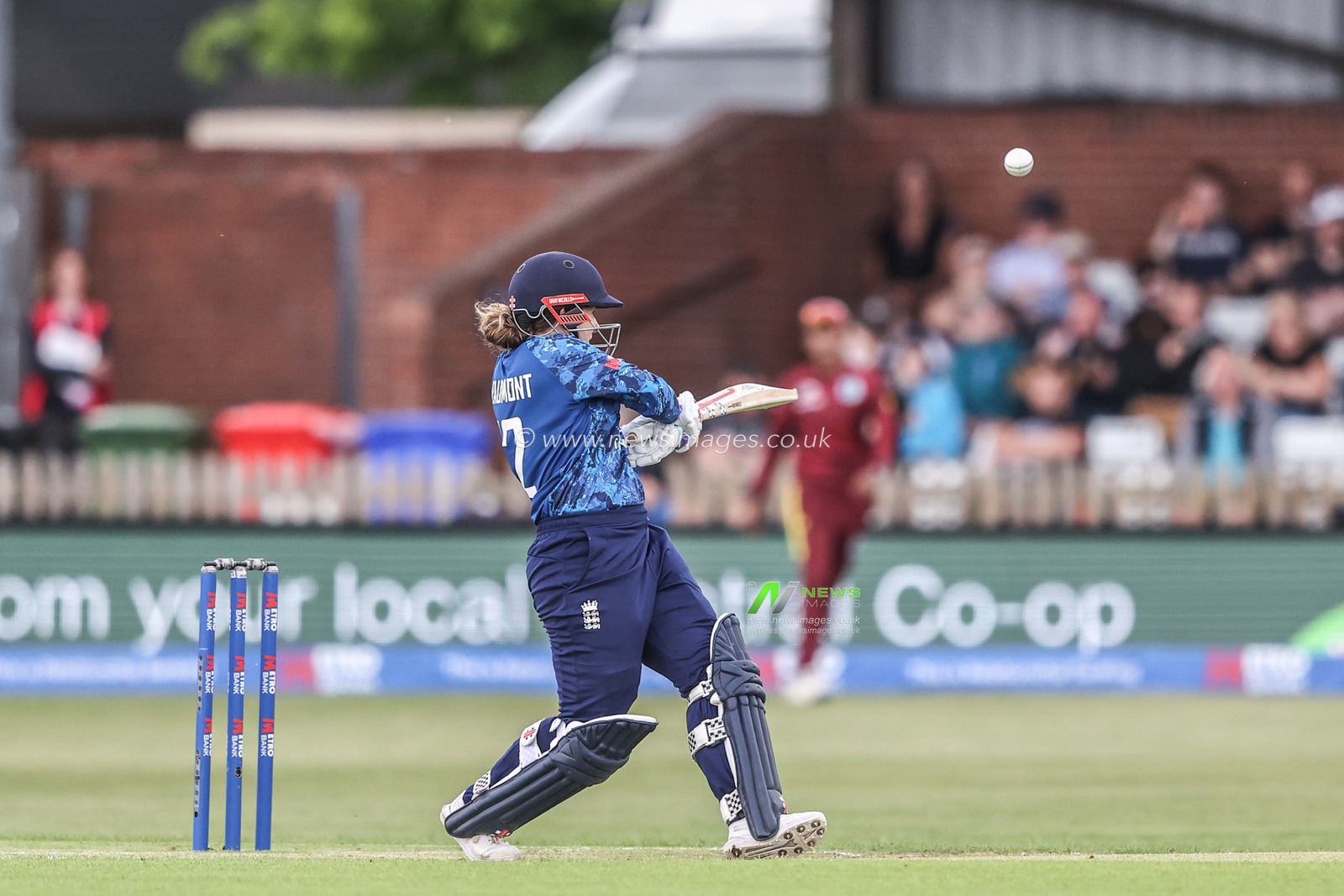 Tammy Beaumont of England hits the ball for one run during the Metro Bank One Day International match England Women vs West Indies Women at Derbyshire County Cricket Club, Derby, United Kingdom, 30th May 2025

(Photo by Alfie Cosgrove/News Images)