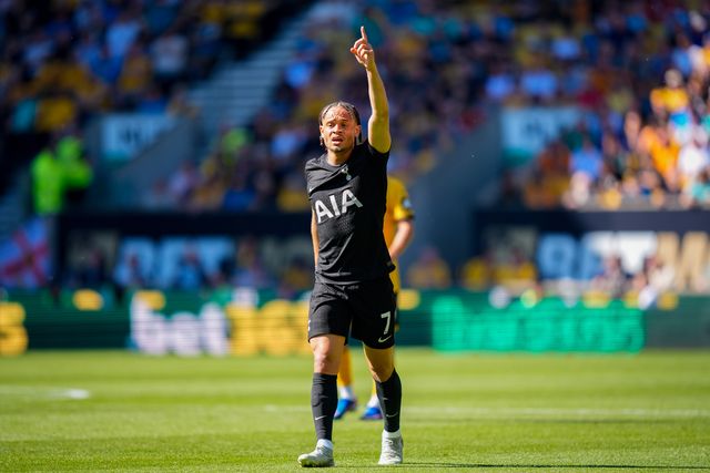 Xavi Simons of Tottenham Hotspur reacts after a missed chance on goal  during the Premier League match Wolverhampton Wanderers vs Tottenham Hotspur at Molineux, Wolverhampton, United Kingdom on 25 April 2026

(Photo by Maynard Manyowa/News Images)