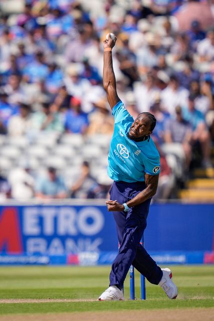Jofra Archer of England delivers the ball during the 1st Metro Bank ODI match England vs India at Edgbaston, Birmingham, United Kingdom on 14 July 2026

(Photo by Maynard Manyowa/News Images)