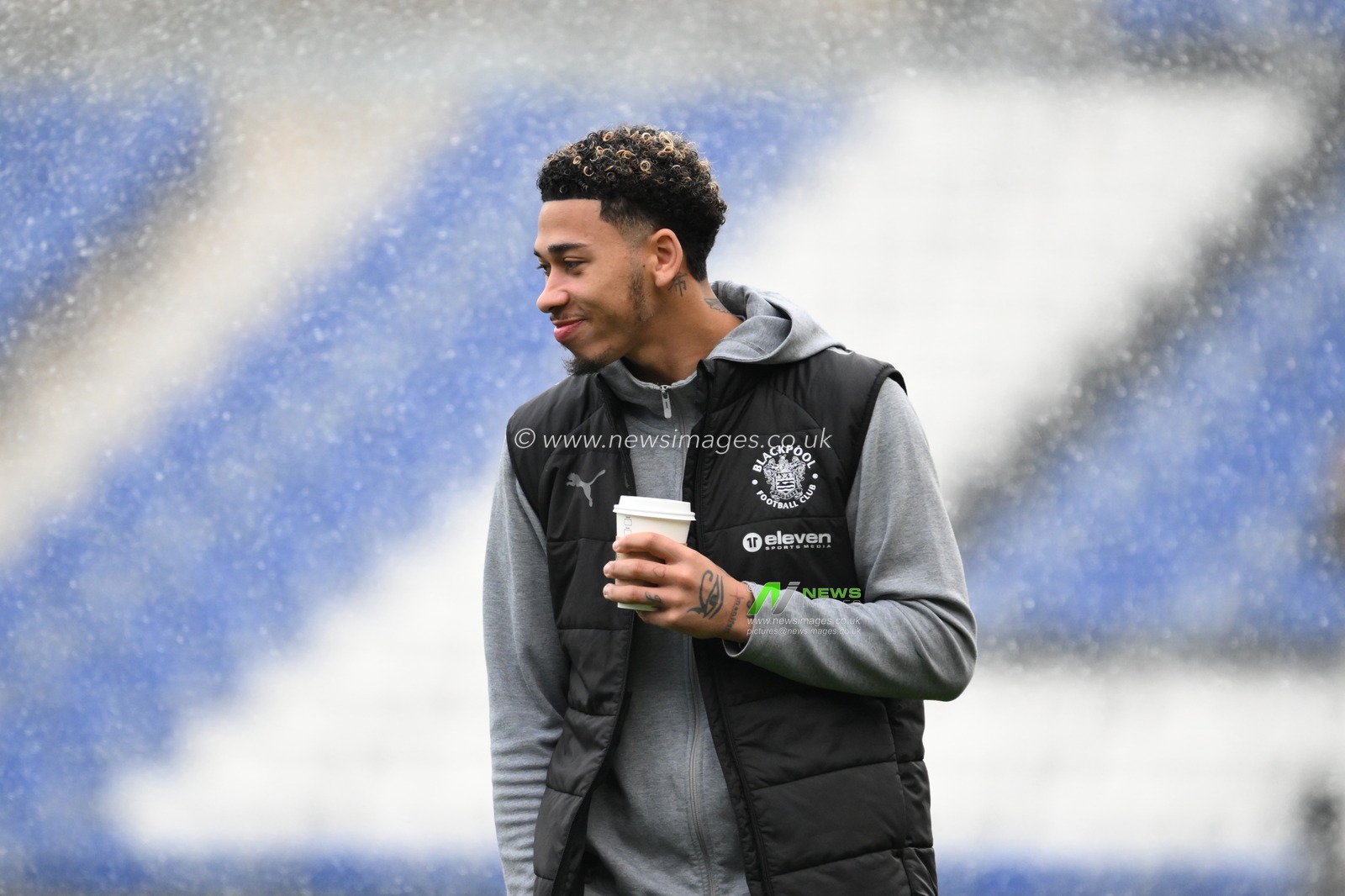 Jordan Lawrence-Gabriel of Blackpool arrives ahead of  the Sky Bet League 1 match Birmingham City vs Blackpool at St. Andrew's @ Knighthead Park, Birmingham, United Kingdom, 29th December 2024

(Photo by Craig Thomas/News Images)