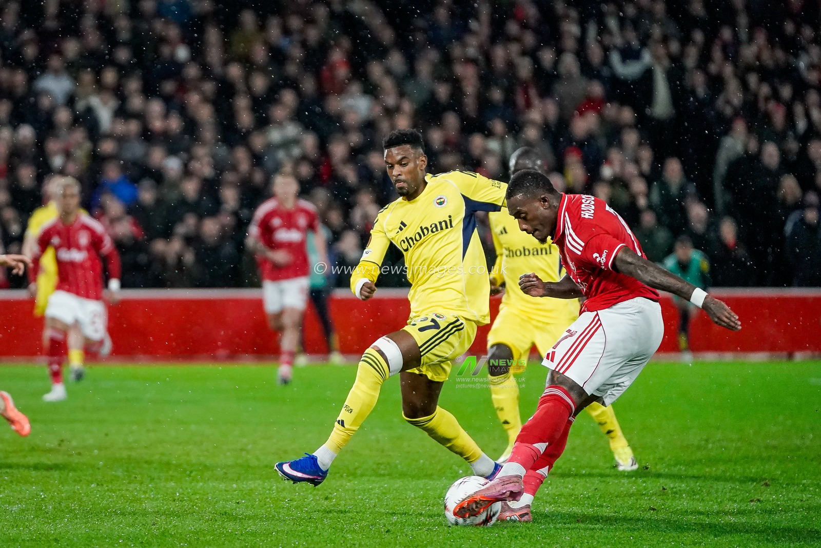 Callum Hudson-Odoi of Nottingham Forest scores to make it  1-2 during the UEFA Europa League 
Knockout Round Play-offs match Nottingham Forest vs Fenerbahce at City Ground, Nottingham, United Kingdom on 26 February 2026

(Photo by Maynard Manyowa/News Images)